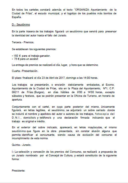 Cartel y bases del concurso del cartel anunciador de las Jornadas Medievales 2017- Ciudad de Frías