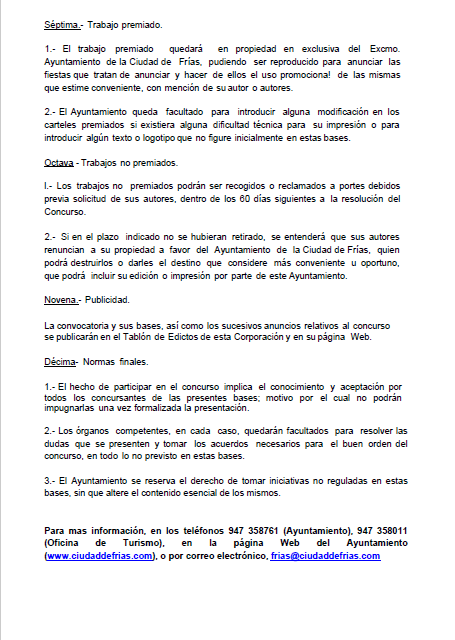 Cartel y bases del concurso del cartel anunciador de las Jornadas Medievales 2017- Ciudad de Frías