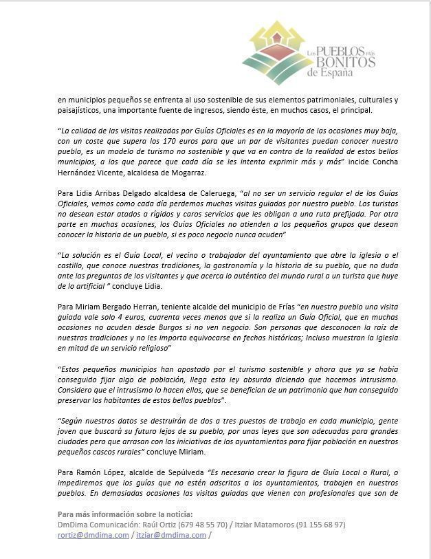 Manifiesto de la Asociación de los Pueblos más bonitos de España, en relación a la huelga de mañana 23 de abril.