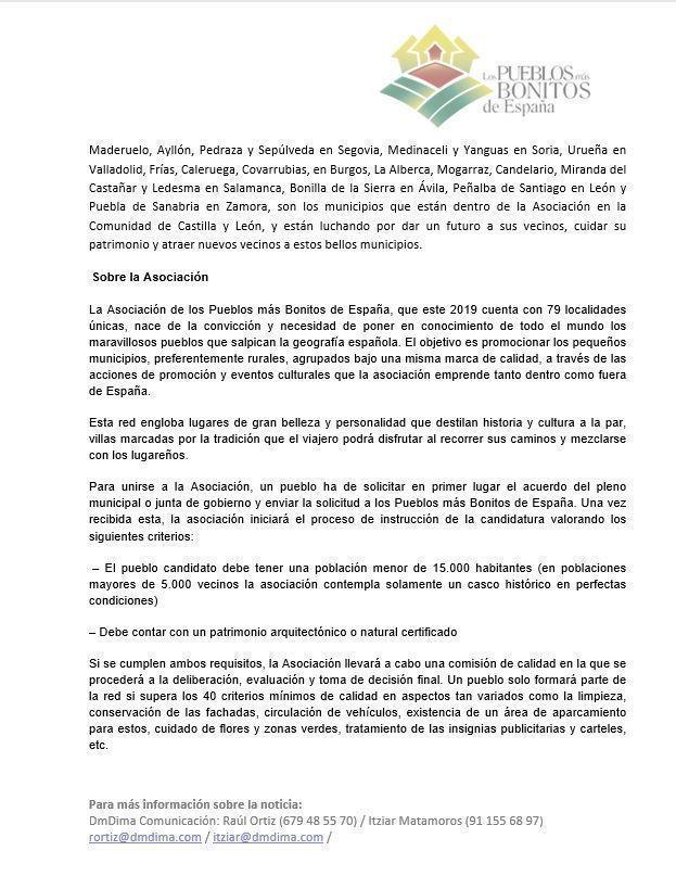 Manifiesto de la Asociación de los Pueblos más bonitos de España, en relación a la huelga de mañana 23 de abril.